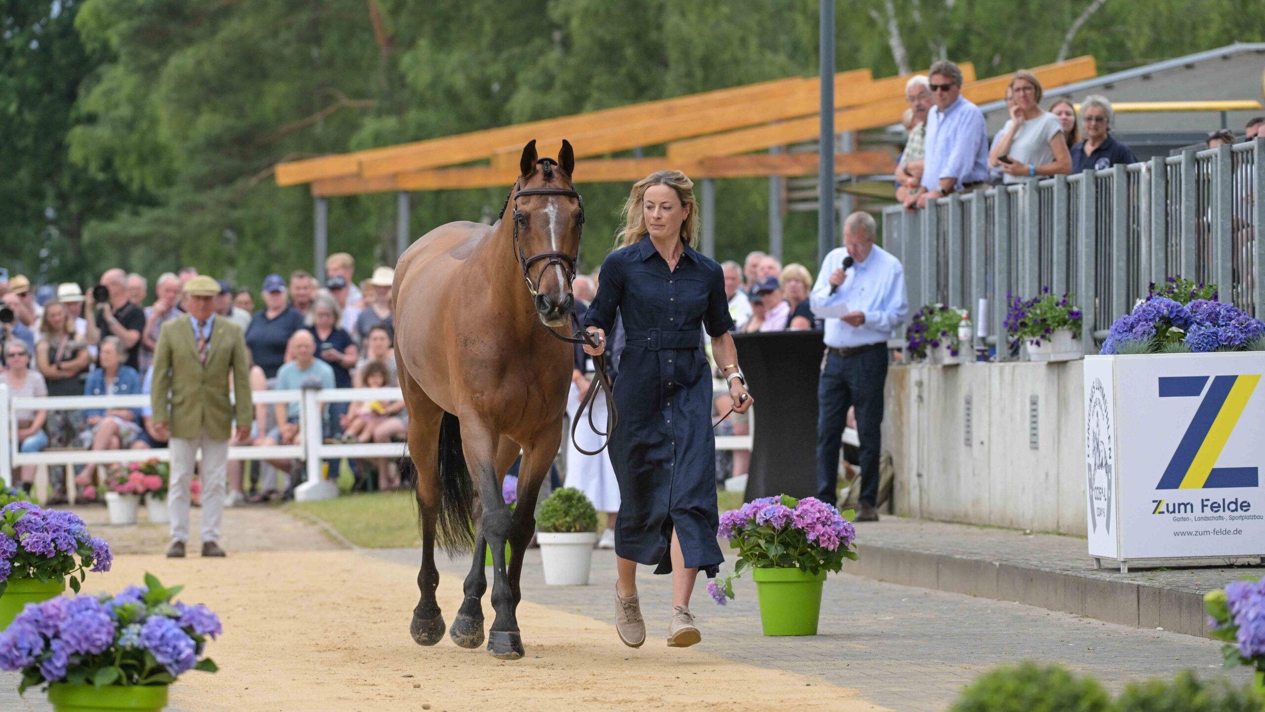 British rider Caroline Harris pictured at the CCI5* Luhmühlen Horse Trials final-trot with her horse D. Day.