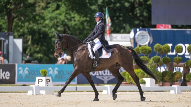 British rider Emma Thomas pictured at Luhmühlen Horse Trials with her horse The Buzz Factor