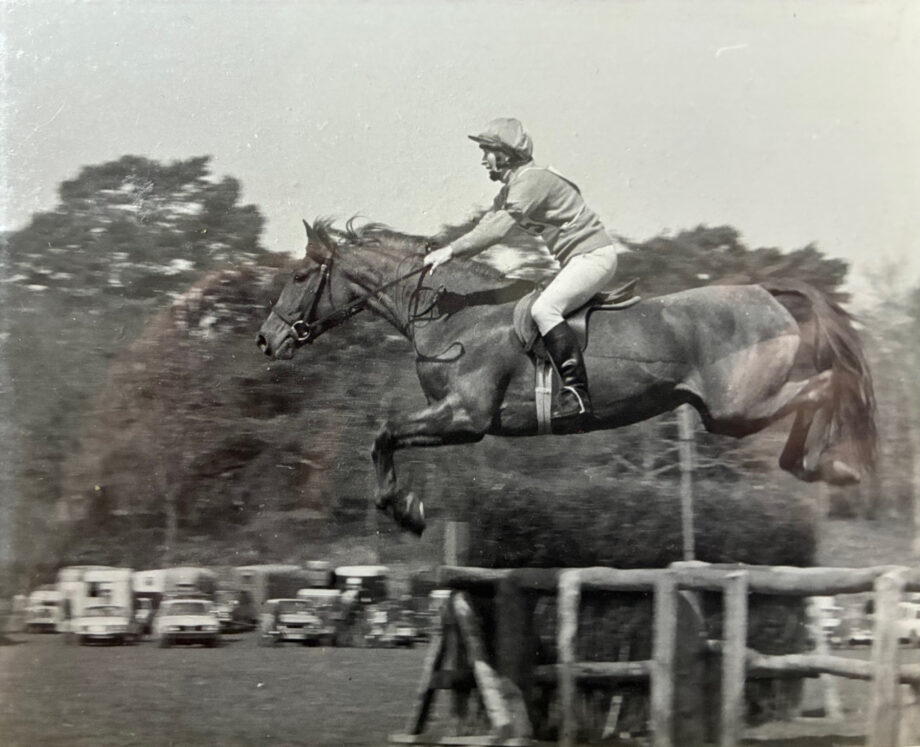 Joy Leggett jumping a cross-country fence