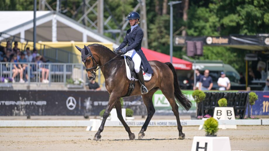 Pictured German Olympic rider Julia Krajewski in the Luhmühlen Horse Trials dressage CCI4*-S with Uelzener's Nickel.