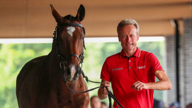 Pictured German Olympic gold medallist Peter Thomsen, who is recovering from a riding accident.