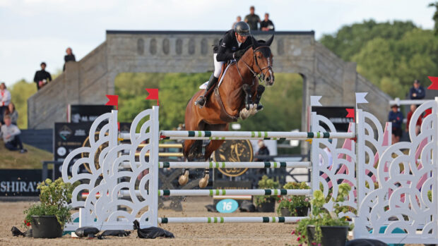 Trevor Breen and Highland President jump to victory in the Bolesworth grand prix.