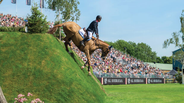 William Funnell tackles the Hickstead Derby Bank