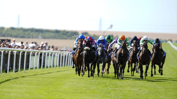 Neil Callan riding No Half Measures lead The July Cup Stakes