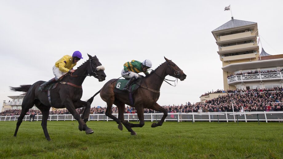 AP McCoy celebrates his 4,000th victory as he crosses the winning line on Mountain Tunes just beating Kris Spin in the 5th race during racing at Towcester racecourse on November 7th 2013 in Northamptonshire (Photo by Tom Jenkins)