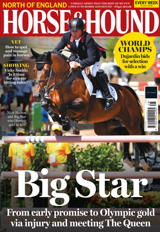 Cover of Horse & Hound featuring Nick Skelton riding Big Star over a showjump