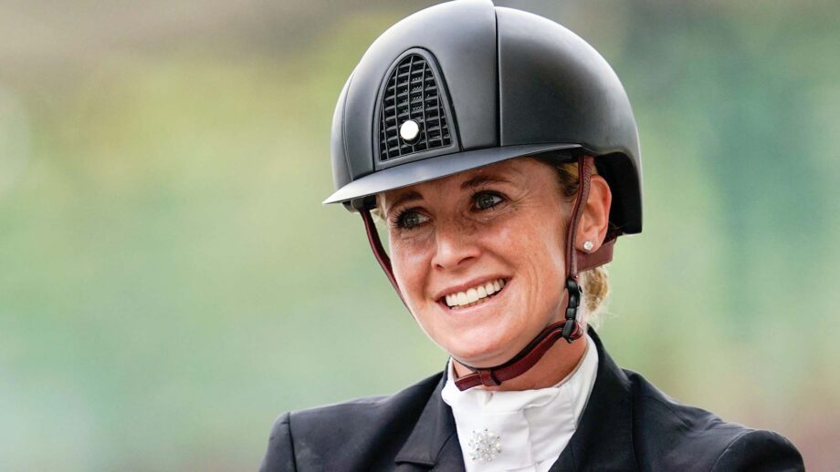 2RA9G9N Aachen, Germany. 02nd July, 2023. Equestrian sport, dressage, CHIO, Dressage Grand Prix of Aachen: Jessica von Bredow-Werndl from Germany on the horse Dalera is pleased. (to dpa Dressage rider von Bredow-Werndl wins in CHIO freestyle) Credit: Uwe Anspach/dpa/Alamy Live News