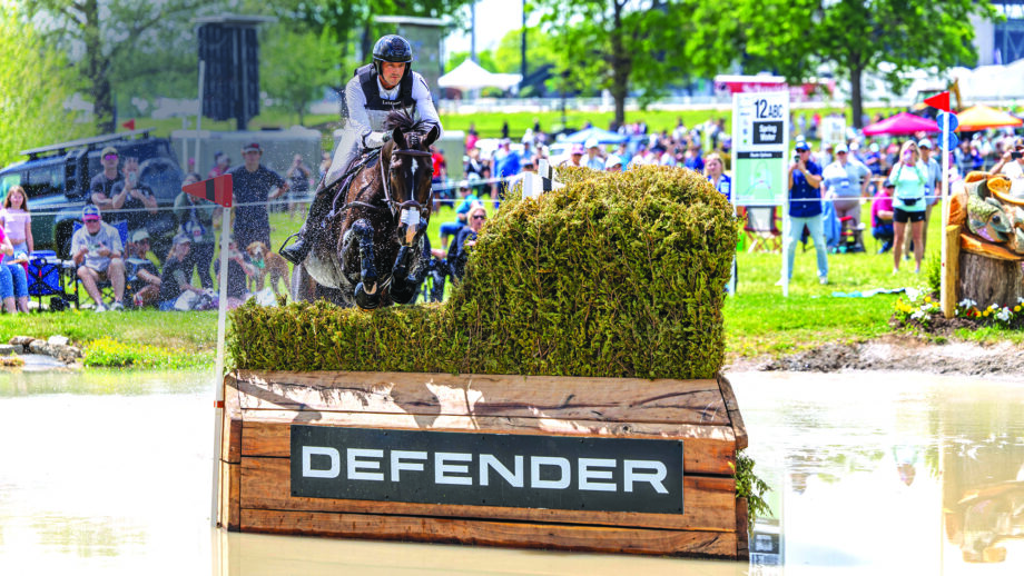 US World Championship team members Will Coleman and Diabolo jump a fence in water at Kentucky 2025.