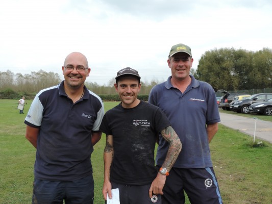 Former world champion Sean Ashby (left) is in the Riverfest final and is seen here after making it through a qualifier with Sam Merry and Rob Quinn.