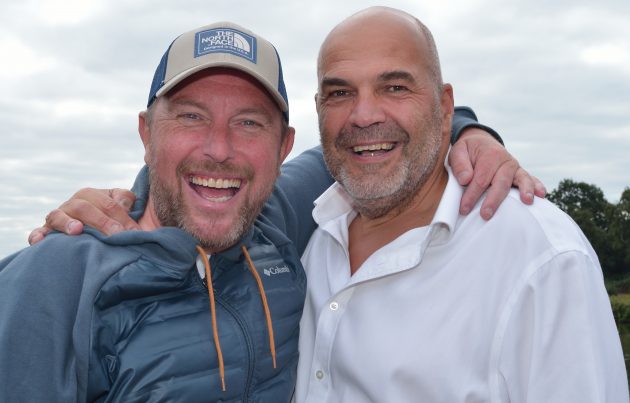 Jess Harding (right, with Angler's Mail columnist Steve Collett) is the main man behind the Sports Stars Fishing Championship. The event's TV profile will be bigger than ever.