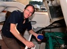 James inspecting the engine bay