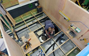 Fitting the deck supports at the Sunseeker factory