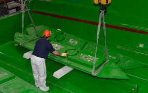 Window inserts for hull mould at Sunseeker factory