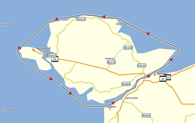 Garmin route Round Anglesey record
