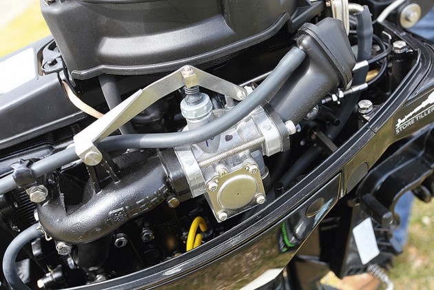 Lehr 9.9hp propane outboard engine - cowling off