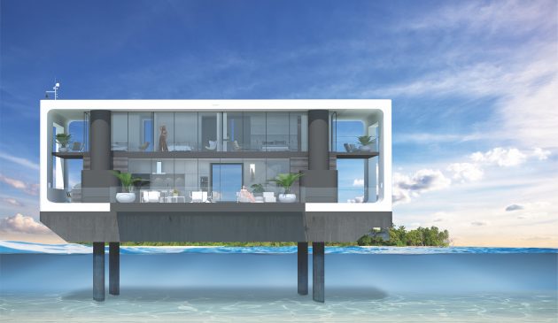 ARKUP self-elevating house boat render