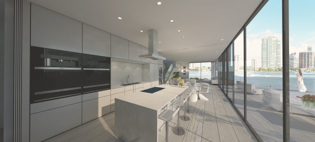 ARKUP self-elevating house boat kitchen