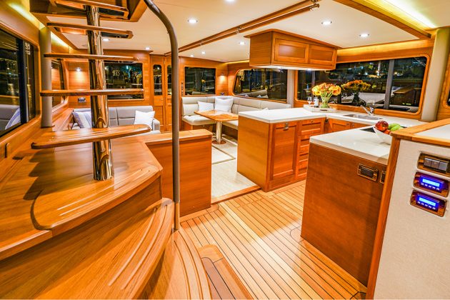 Grand Banks 60 Fly SL galley and saloon