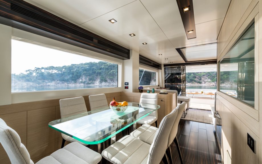 Sirena-64-yacht-test-dining-area-credit-jeff-brown-breed-media