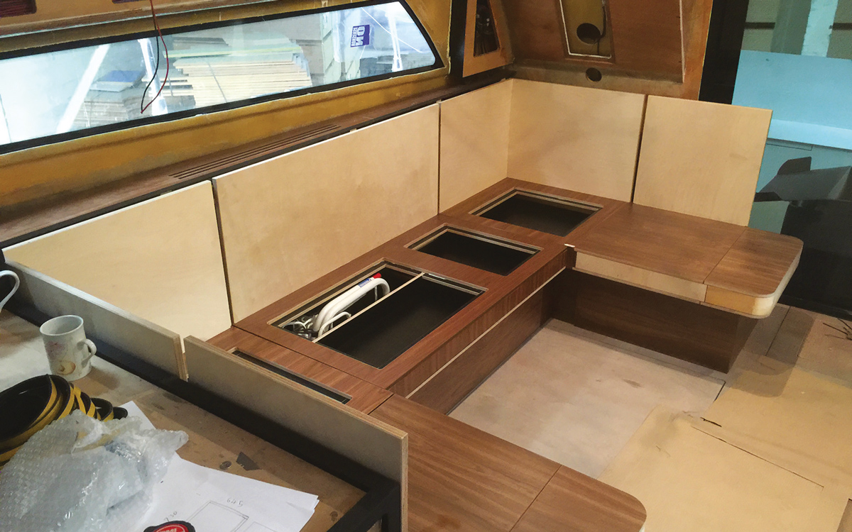 diy-flybridge-Fabritec-F44-dinette-seating-in-build-credit-jimmy-callow