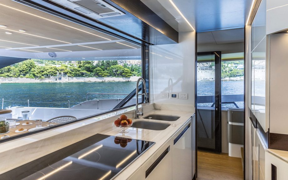 Extra-86-fast-yacht-review-galley