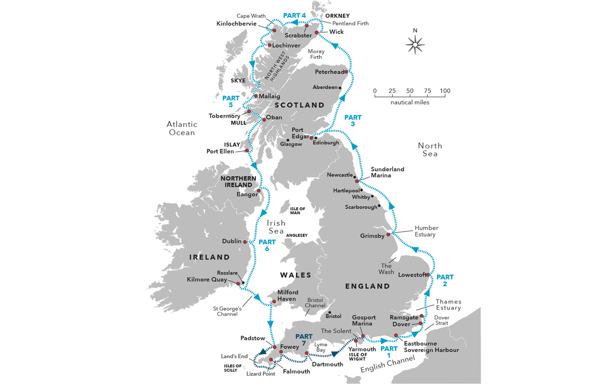 cruising-around-Britain-rhea-850-padstow-to-gosport-map
