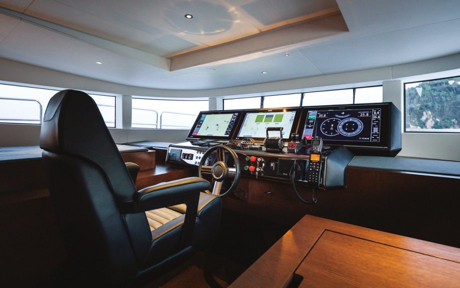 Sirena-88-yacht-review-lower-helm-credit-Jeff-Brown