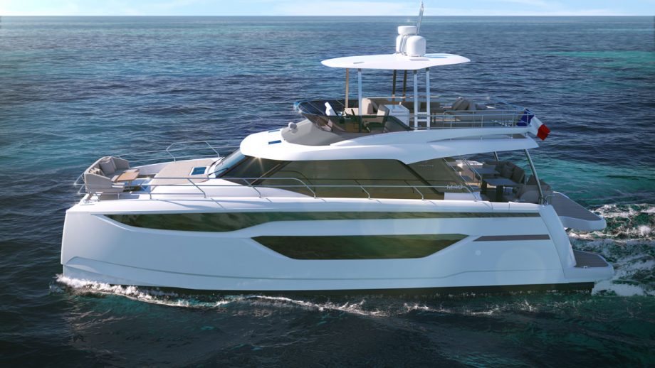 Prestige-M48-power-catamaran-first-look-exterior-running-shot