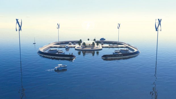 Volvo Penta's vision of the future of boating includes floating charging stations for electric boats