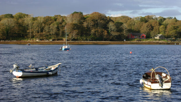 A bay in Ireland with boats