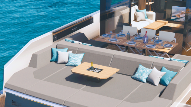A sunbed with Champagne bin conceals quadruple V12 600s