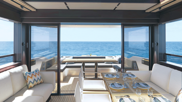 Plentiful glazing enables you to open the saloon right up 