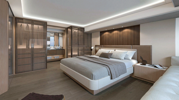 The M-line’s full-beam owner’s cabin is present and correct