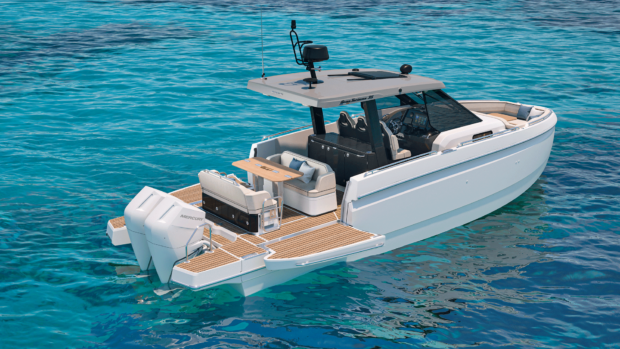 The Beneteau GT35 render in the water
