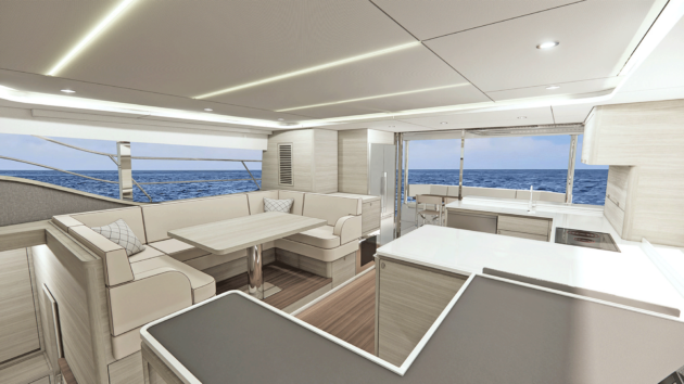 The internal saloon makes the most of the 23ft 3in beam