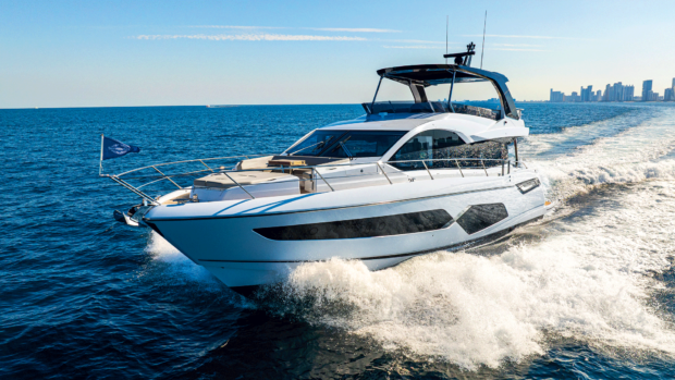 The Sunseeker Manhattan 68 in the water