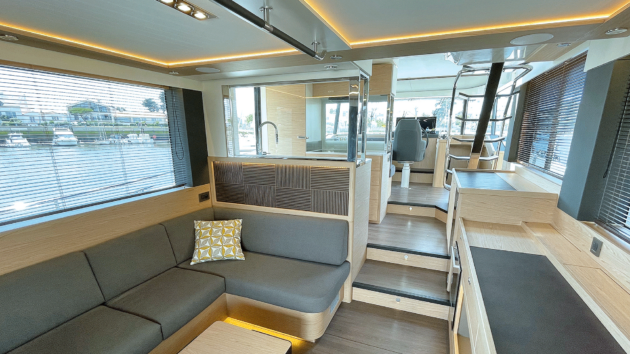 The midships galley and internal staircase work superbly well