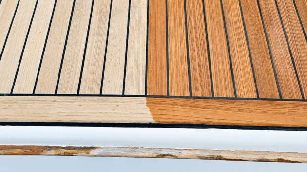 The original teak decking came up a treat with a bit of cleaning
