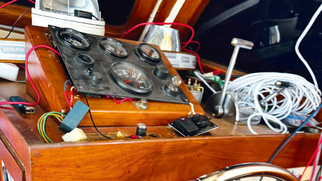 The original helm wiring was a mess