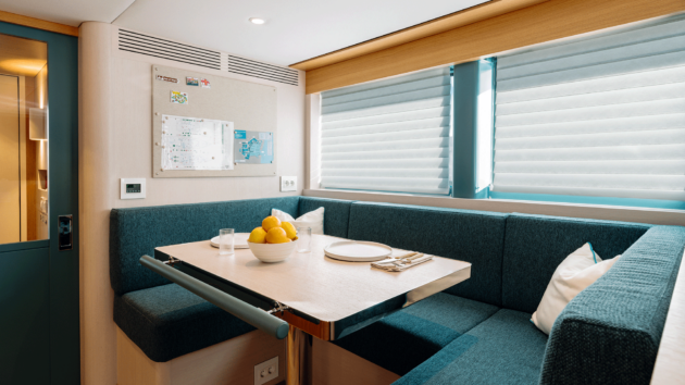 The dinette is amidships to minimise any pitching motion