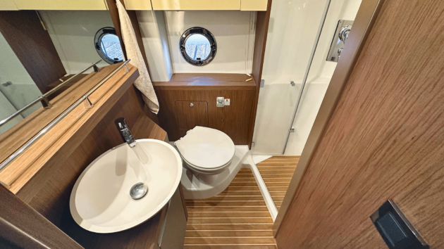 The owner’s bathroom is very much the more lavish of the two