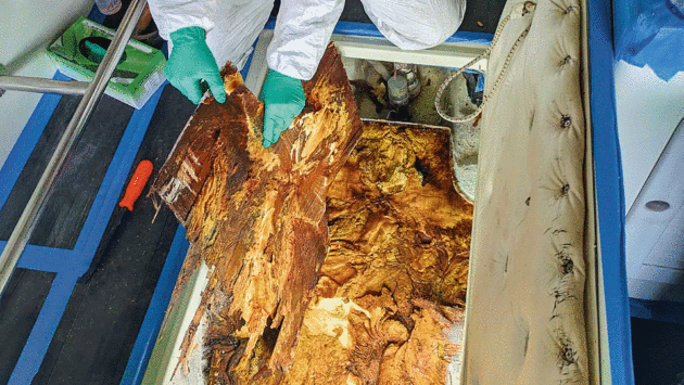 Soggy bulkheads had to be removed 