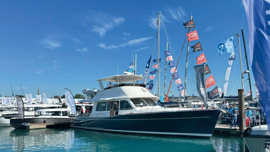 The Grand Banks 54 in the sun