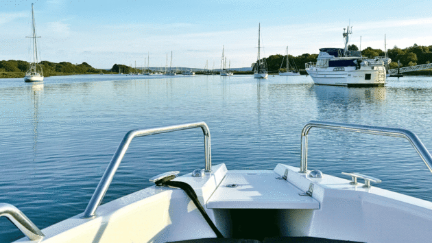 POV on the boat on a calm day