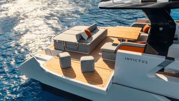 A big aft beach club dominates the space and the attention