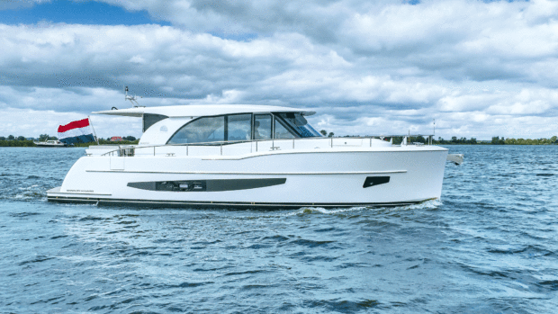 This semi-custom steel cruiser comes with a 2,500-mile range