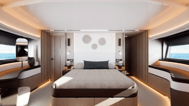 The forward owner’s suite has been carried over unchanged from the 72