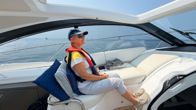 Relaxing under the sunroof as the cruise gets underway