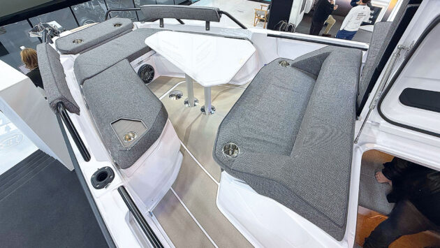 The broader bow has room for optional seats on all four sides