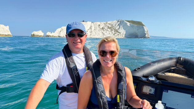 Duncan and Sophie Fergusson smiling in the sun